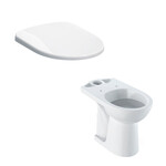 Stojąca miska WC Selnova do spłuczki nasadzanej, lejowa, B36 cm, H39 cm, T67 cm, odpływ poziomy Deska sedesowa WC wolnoopadająca Selnova mocowanie od góry, antybakteryjna biała